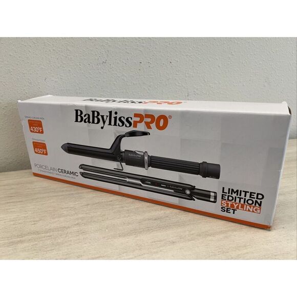 BaByliss PRO Porcelain Ceramic 1” Flat Straightener & 1” Spring Curling Iron SET - Picture 6 of 7